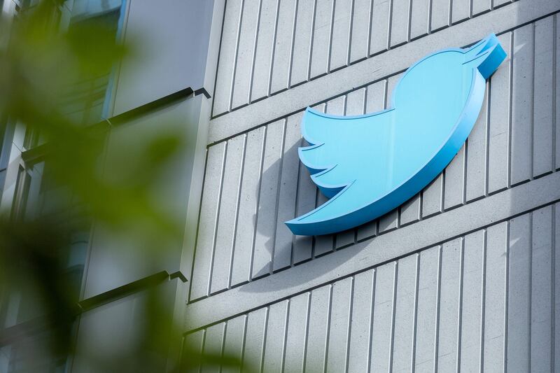 The Twitter logo outside its headquarters in San Francisco, California. AFP