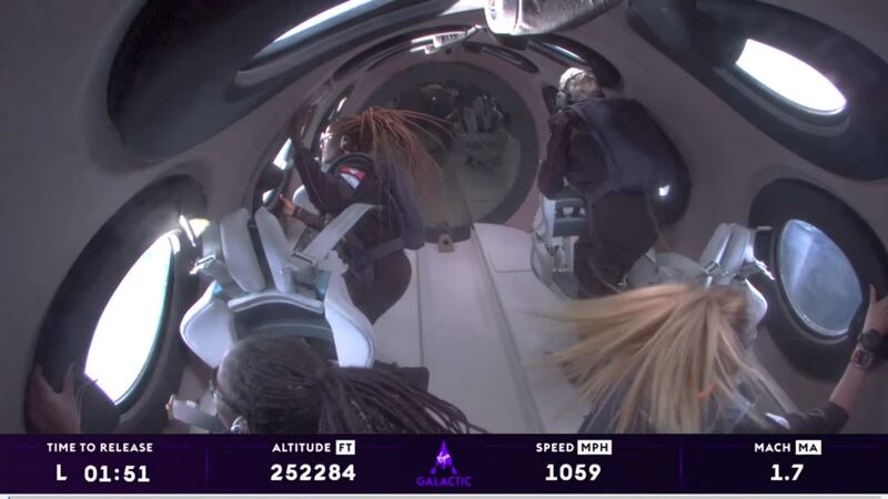 Virgin Galactic passengers experience weightlessness.