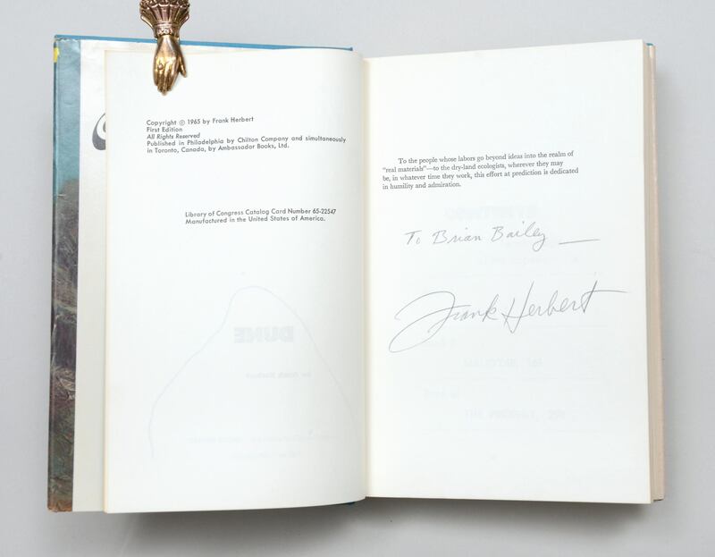 Frank Herbert’s signature in the copy of 'Dune'. Peter Harrington