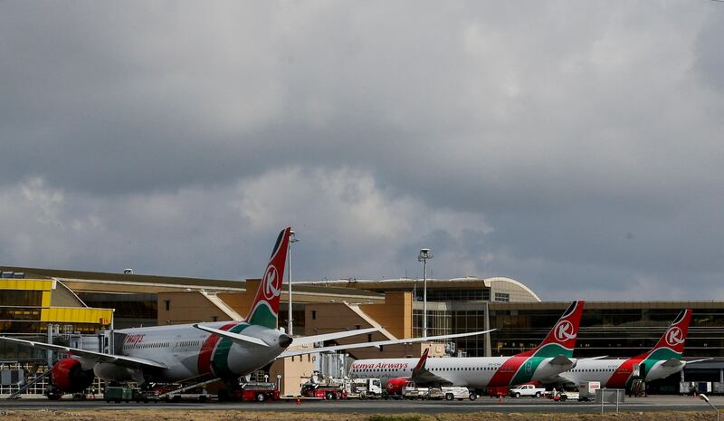 Kenya Airways aircraft at Nairobi's Jomo Kenyatta International Airport after the airline's pilots launched a strike on November 5. Reuters