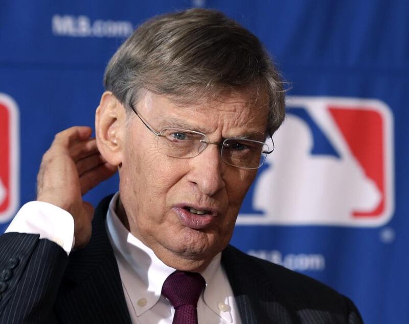 Major League Baseball commissioner Bud Selig speaks during a news conference following baseball meetings at the Otesaga Hotel on August 15, 2013, in Cooperstown, New York. Mike Groll / AP Photo