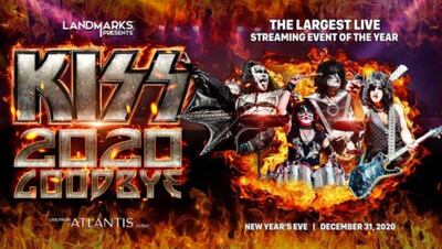 Official poster promoting Kiss's Dubai NYE spectacular. Landmark