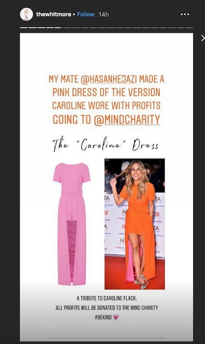 TV presenter Laura Whitmore shared the Caroline dress by British-Jordanian designer Hasan Hejazi. Instagram 