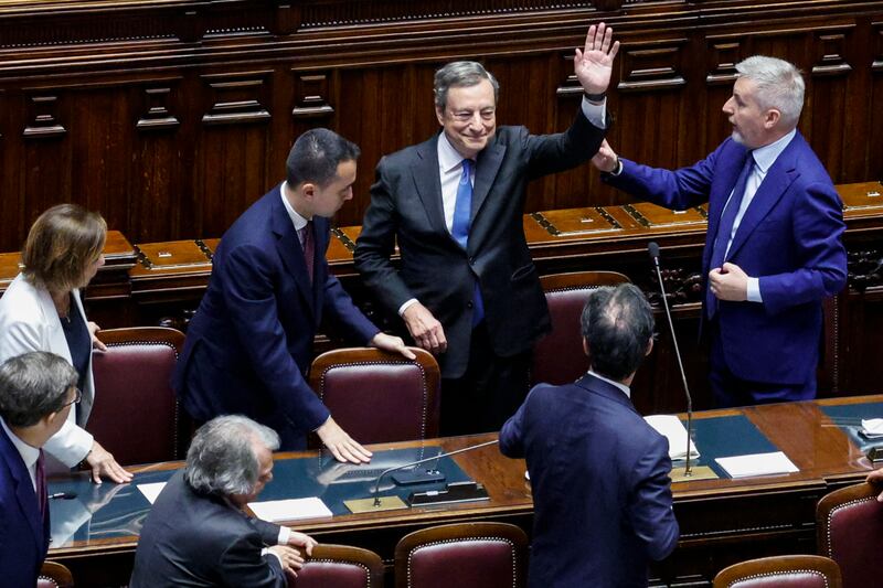 Mario Draghi at the Italian Lower House in Rome. EPA