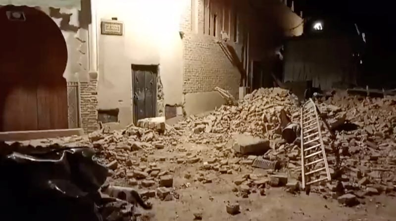 Debris in the aftermath of an earthquake in Marrakesh. Reuters