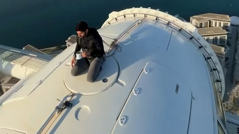 Sheikh Hamdan performed the stunt to celebrate Ain Dubai’s official opening