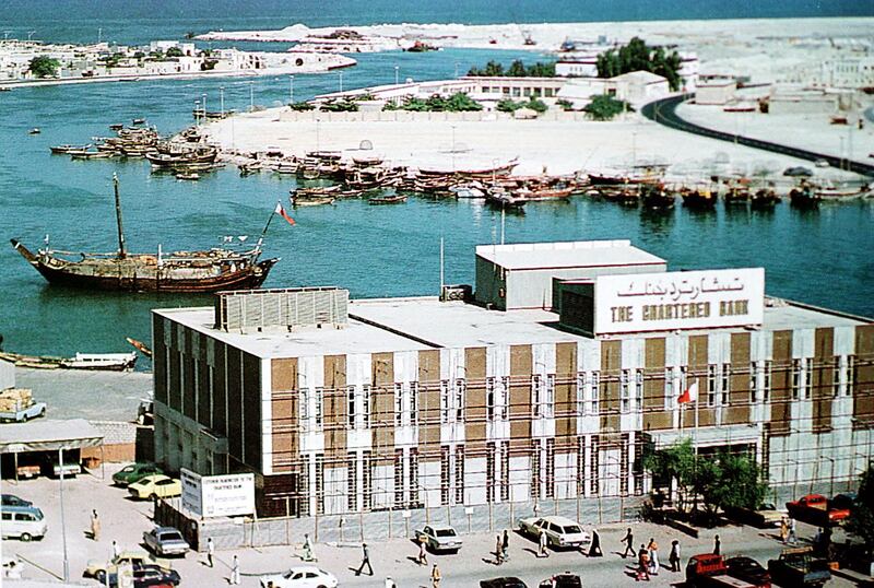 A general view shows Dubai Creek in 1976. Dubai, located in the United Arab Emirates, is today one of the Arab World's most developed and important commercial centers.