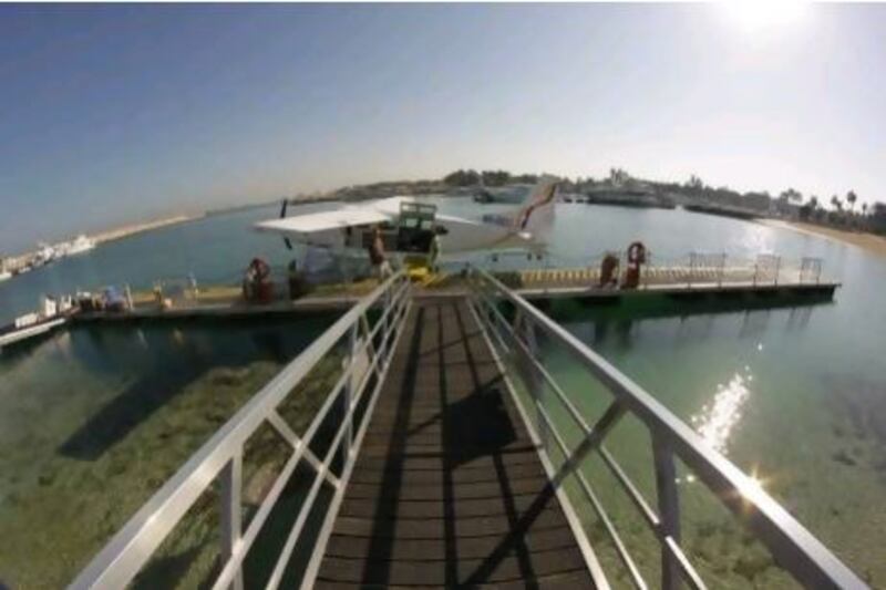 Boarding the Seawings plane in Dubai. Photo by Rosemary Behan / The National