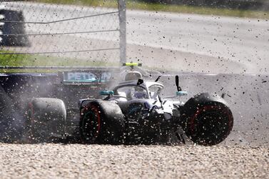 Valtteri Bottas crashes in his Mercedes in practice for the Austrian Grand Prix. Getty