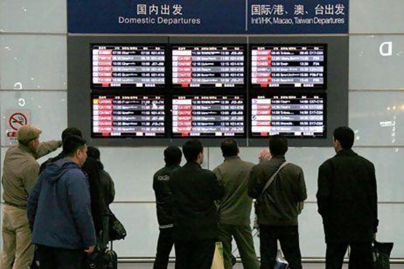 Fewer than one in five flights left on schedule at Beijing's main airport, the world's second busiest, in July. David Gray / Reuters
