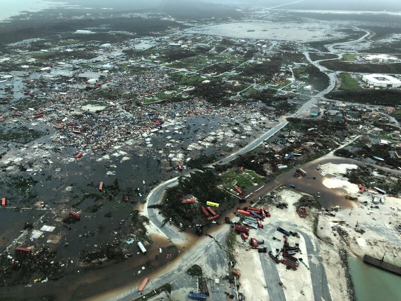 An aerial view shows devastation after hurricane Dorian hit the Abaco Islands in the Bahamas.  Reuters