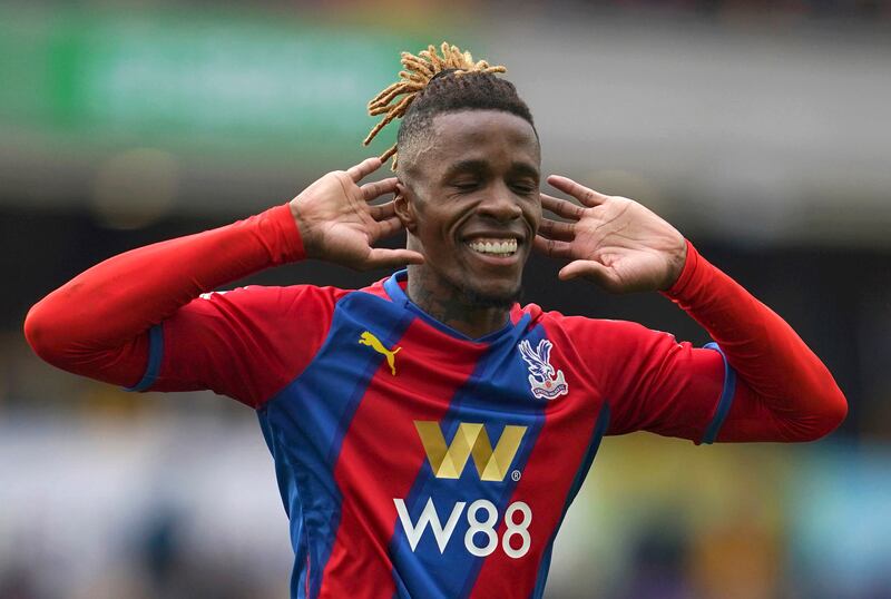 Wilfried Zaha celebrates scoring Palace's second. PA