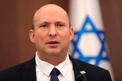 Israeli Prime Minister Naftali Bennett attending a cabinet in Jerusalem.  AP Photo