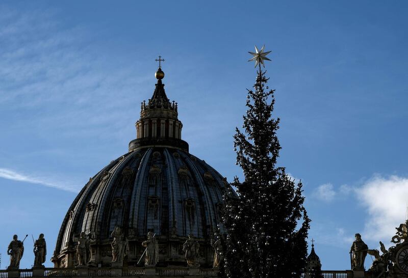 The Christmas tree is displayed on St Peter's Square in The Vatican.  AFP