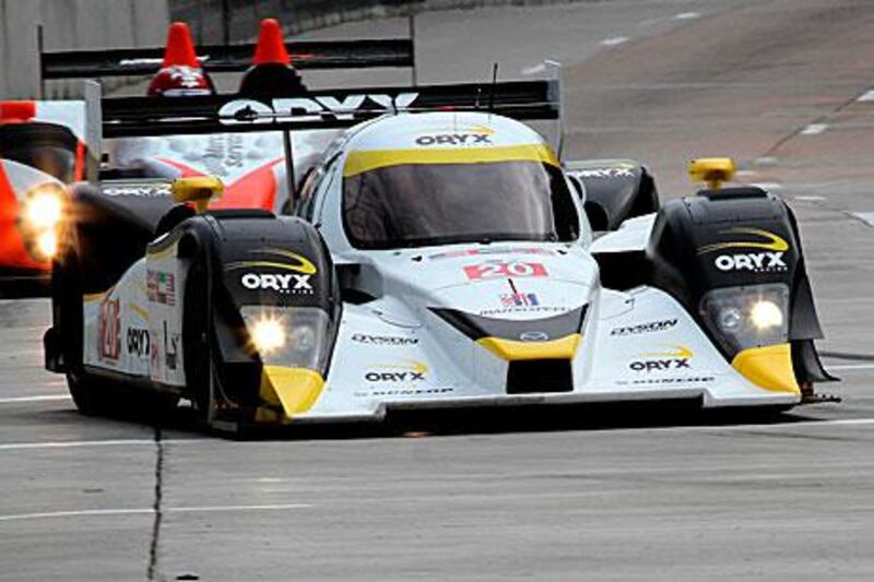 Humaid Al Masaood guides his Oryx Racing Mazda through the streets of Baltimore during his, and Steve Kane's maiden victory for the UAE-based team.