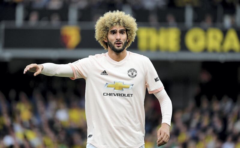 WATFORD, ENGLAND - SEPTEMBER 15:  Marouane Fellaini of Manchester United in action during the Premier League match between Watford FC and Manchester United at Vicarage Road on September 15, 2018 in Watford, United Kingdom.  (Photo by Ross Kinnaird/Getty Images)
