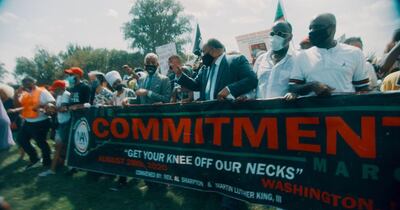 Martin Luther King III, third from right, at the 2020 Commitment March. 