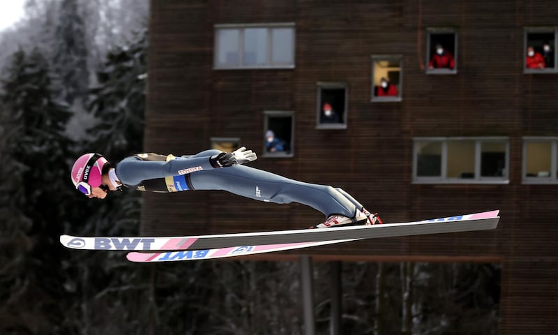 Cestmir Kozisek of Czech Republic during the first round of the men's large Hill competition at the FIS Ski Jumping World Cup in Willingen, Germany,  on Saturday, January 30. EPA
