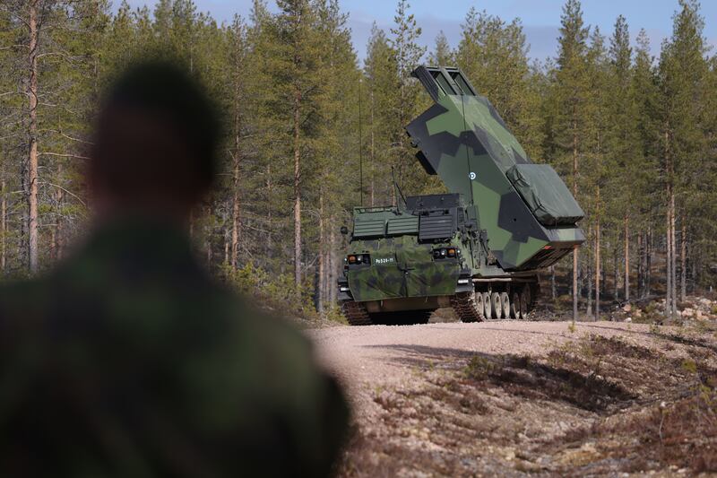 An MLRS heavy rocket launcher belonging to the Finnish military. Getty