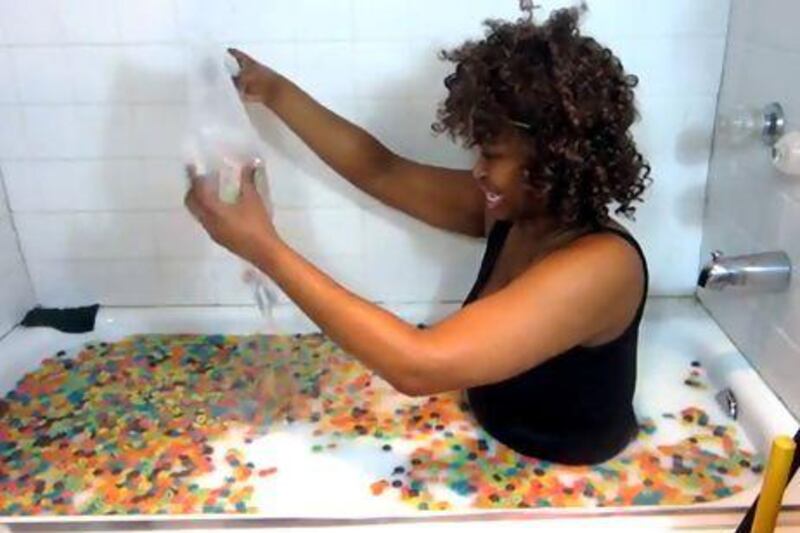 The cereal challenge involves filling a bathtub with milk, adding cereal and getting into the "floating breakfast".