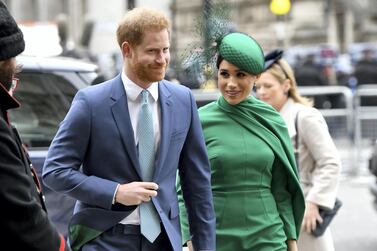 Prince Harry, Duke of Sussex and Meghan, Duchess of Sussex attend the Commonwealth Day service at Westminster Abbey on March 9, 2020 in London, England. WireImage