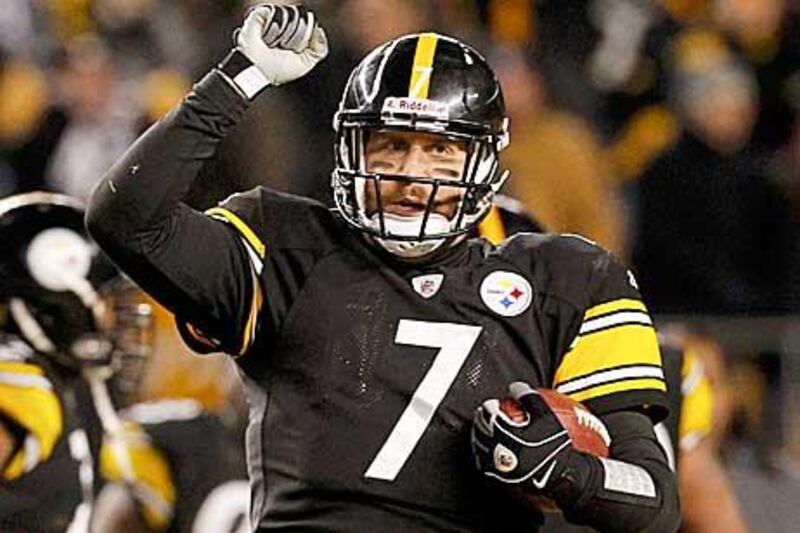 Ben Roethlisberger celebrates Pittsburgh's win over the New York Jets on Sunday.