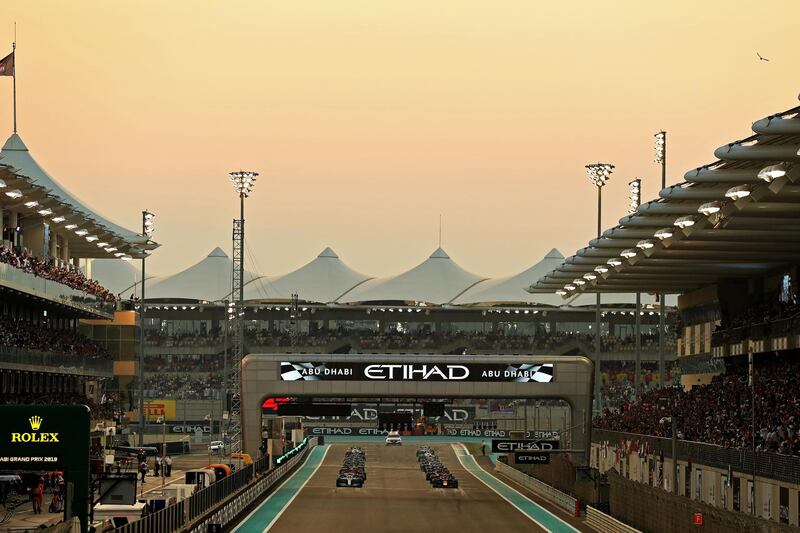 Lewis Hamilton gets ready for the off at Yas. Getty