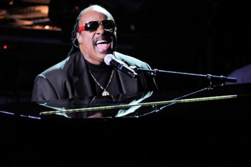 Musician Stevie Wonder performs during the memorial service for Michael Jackson at the Staples Center in Los Angeles, California, U.S. on Tuesday, July 7, 2009. Jackson's family, friends and music-industry colleagues joined with thousands of fans today to bid farewell to the pop singer at the site where he rehearsed for a series of comeback concerts. Photographer: Kevork Djansezian/Pool via Bloomberg News