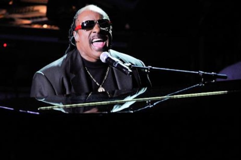 Musician Stevie Wonder performs during the memorial service for Michael Jackson at the Staples Center in Los Angeles, California, U.S. on Tuesday, July 7, 2009. Jackson's family, friends and music-industry colleagues joined with thousands of fans today to bid farewell to the pop singer at the site where he rehearsed for a series of comeback concerts. Photographer: Kevork Djansezian/Pool via Bloomberg News