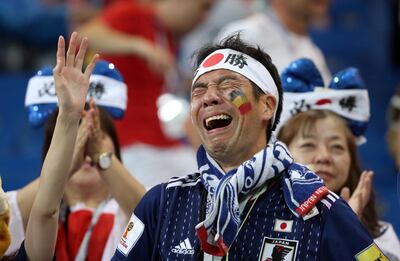 FILE PHOTO: World Cup - Round of 16 - Belgium vs Japan - Rostov Arena, Rostov-on-Don, Russia - July 2, 2018  Japan fan looks dejected after the match   REUTERS/Marko Djurica/File Photo