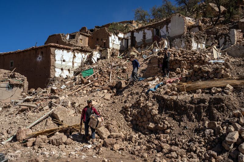 Damaged buildings in Douzrou, Morocco. Getty Images