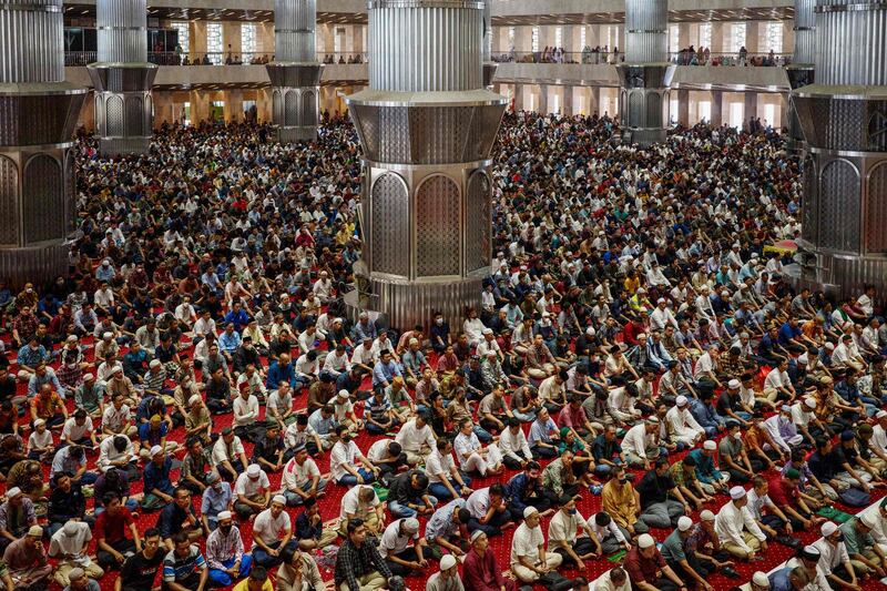 Friday prayers at Istiqlal Grand Mosque in Jakarta. AFP