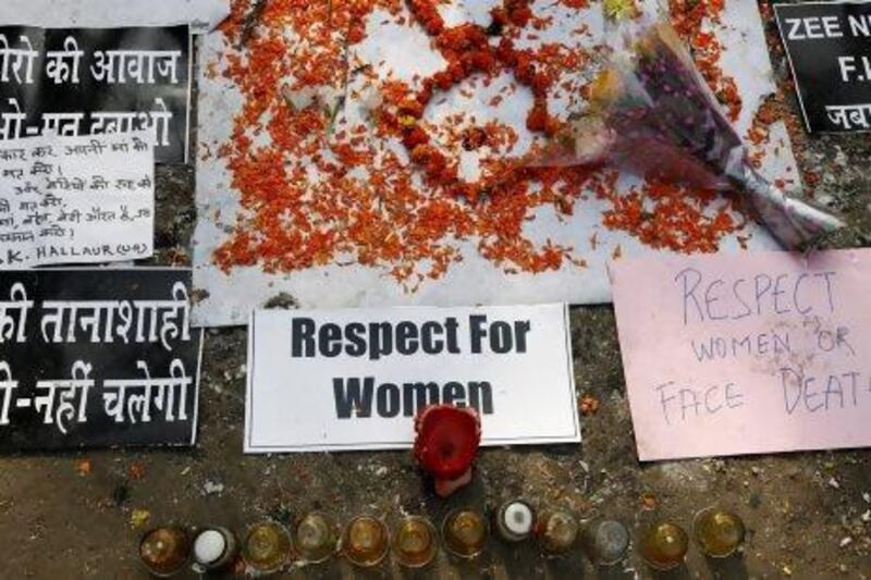 Protesters continue to defend the rights of women as five men charged over the rape of an Indian student appear in court.