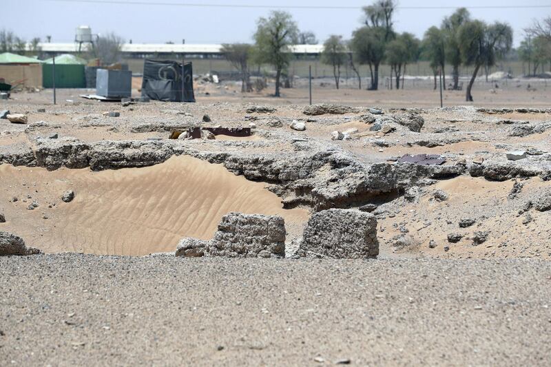 Sharjah, United Arab Emirates - July 10, 2019: Weekend's postcard section. An active archaeological dig site at the Mleiha Archaeological Centre. Wednesday the 10th of July 2019. Maleha, Sharjah. Chris Whiteoak / The National