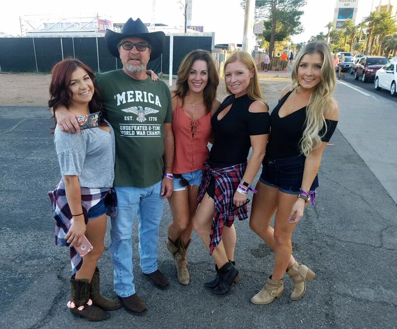 Tom Day Jr, with Day Jr's family, at the Route 91 Harvest Festival in Las Vegas. Courtesy Tom Day Jr via AP
