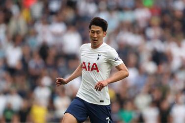 LONDON, ENGLAND - AUGUST 15: Son Heung-Min of Tottenham Hotspur during the Premier League match between Tottenham Hotspur  and  Manchester City at Tottenham Hotspur Stadium on August 15, 2021 in London, England. (Photo by James Williamson - AMA / Getty Images)