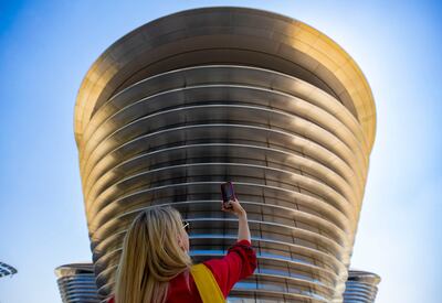 A visitor at The Mobility Pavilion of Expo 2020. Chris Whiteoak / The National