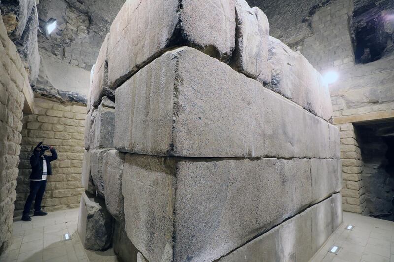 Inside the Burial Chamber and the Sarcophagus inside King Djoser's Step Pyramid. The chamber is 28 metres deep and seven metres wide. EPA