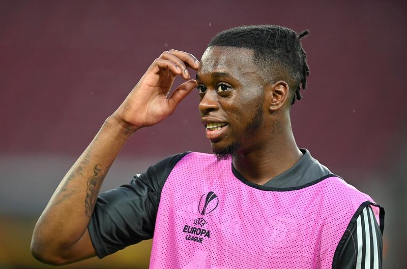 Aaron Wan-Bissaka during a training session ahead of the Europa League quarter-final match against FC Copenhagen in Cologne, Germany. Getty Images