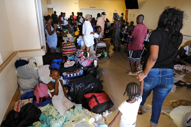 Patients and their families crowd the entrance of the Marsh Harbour Medical Clinic in the aftermath of Hurricane Dorian on the Great Abaco island town of Marsh Harbour, Bahamas.  Reuters