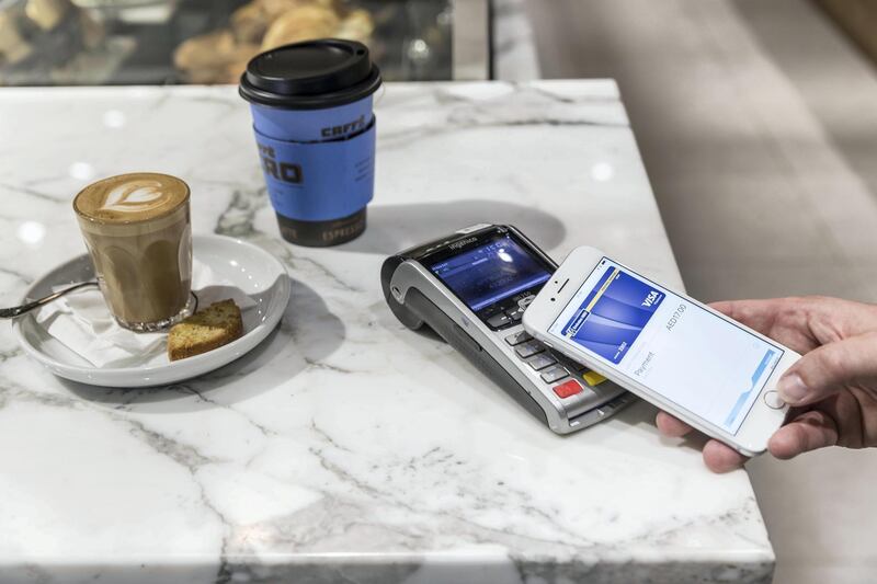 DUBAI, UNITED ARAB EMIRATES. 24 October 2017. Apple Pay launched in the UAE. Used to pay for take away at Cafe Nero in Dubai Mall. (Photo: Antonie Robertson/The National) Journalist: Caline Malek. Section: National.