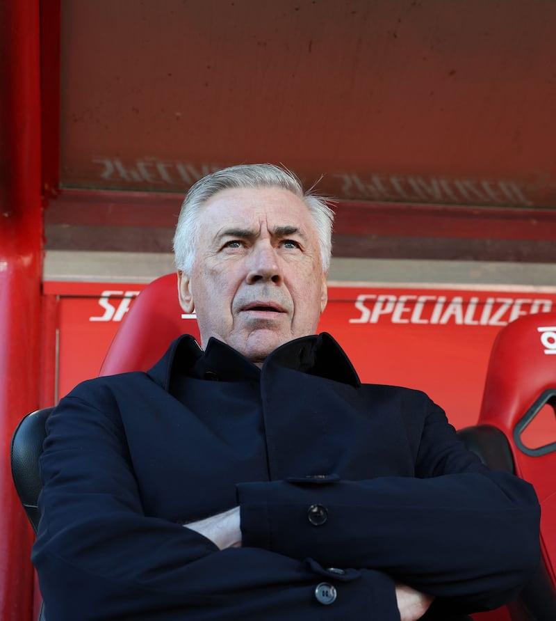Real Madrid coach Carlo Ancelotti watches the action. AFP