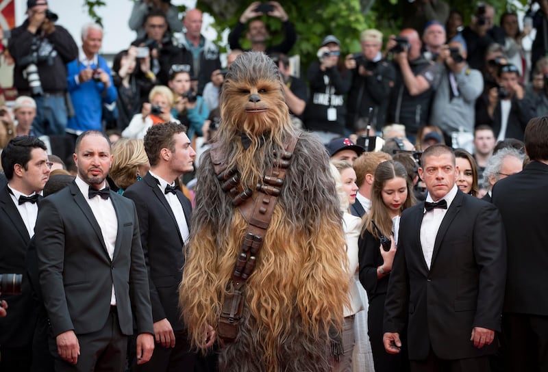 Chewbacca arrives for the screening of 'Solo: A Star Wars Story' during the 71st annual Cannes Film Festival. EPA