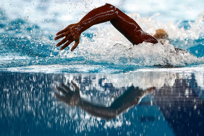 Aflah Fadlan Prawira of Indonesia competes during the men's 800m Freestyle heats at the 2018 Asian Games in Jakarta. Christian Bruna/EPA