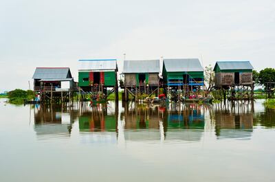 A handout photo of floating village in Tonle Sap in Cambodia (Courtesy: Aqua Expeditions)