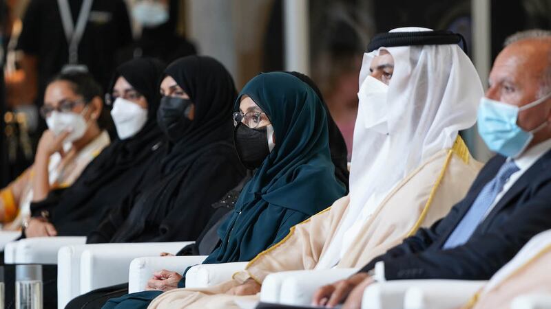 Sheikh Sultan bin Ahmed, Deputy Ruler of Sharjah, and Sheikha Jawaher bint Mohammed, wife of the Ruler of Sharjah and chairwoman of The Big Heart Foundation, attend the event. Photo: Sharjah Media Council