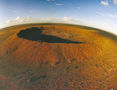 Aerial view of Wolfe Creek Meteorite Crater Reserve, located 130km south of Halls Creek