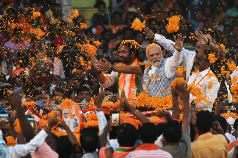 Indian Prime Minister Narendra Modi's popularity remains stratospheric a decade since he first swept to power. AFP