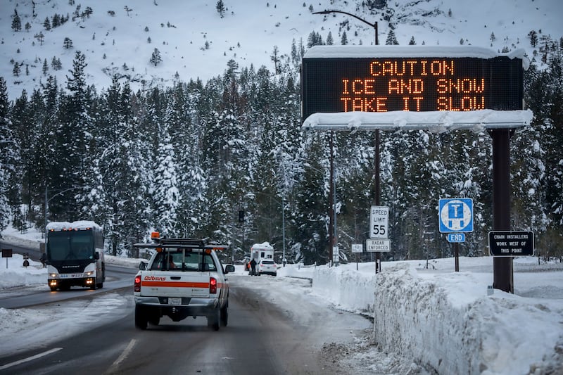 Huge amounts of snow dumped during storms around south Lake Tahoe. AP