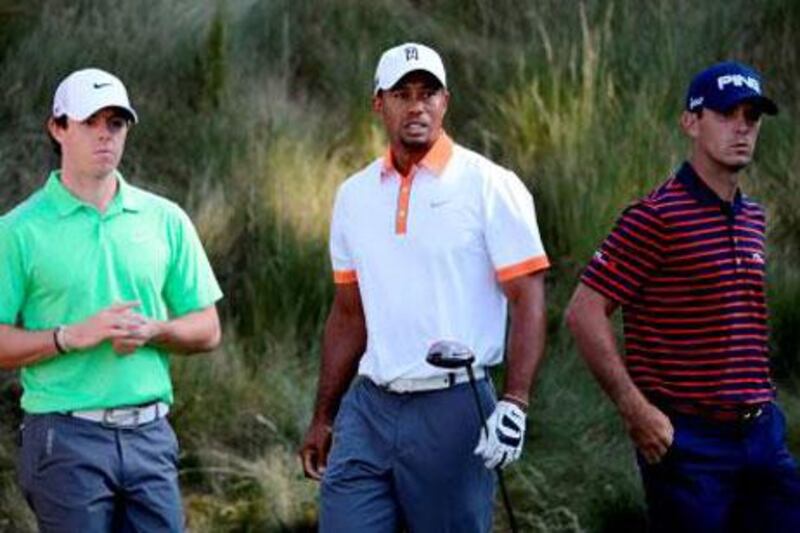 While Tiger Woods, centre, may or may not have buried the hatchet with Sergio Garcia, Rory McIlroy, left, and Billy Horschel, right, appear to have let bygones be bygones.
